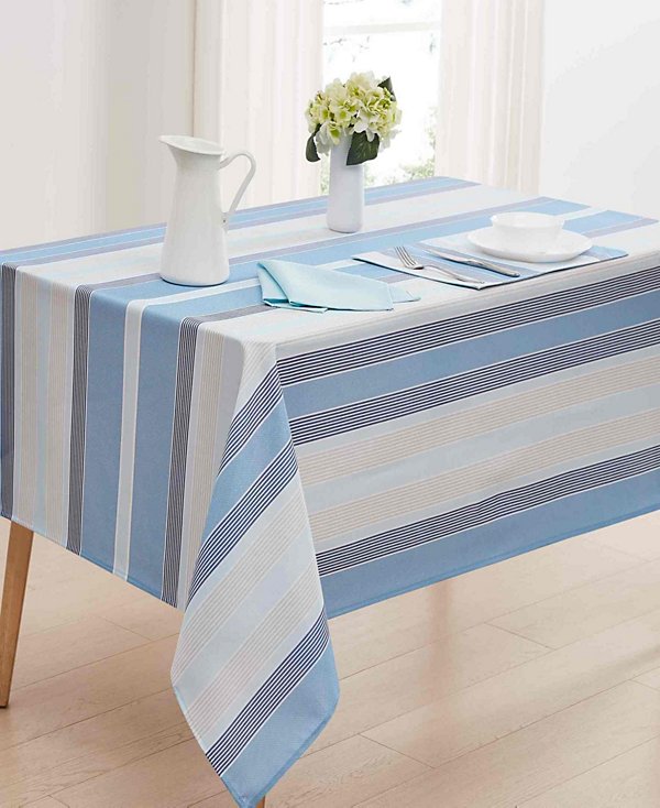 Breakers Stripe Water-Resistant Indoor and Outdoor Tablecloth, 60" x 102" Rectangle image 4