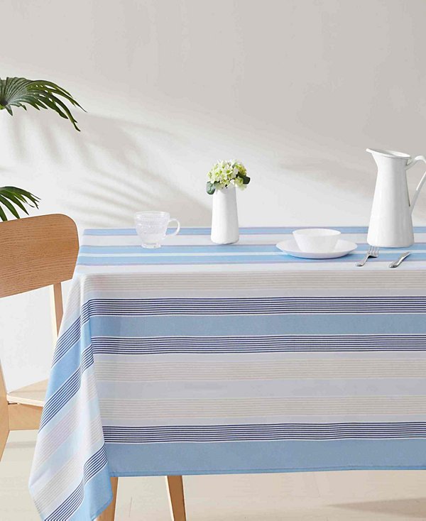 Breakers Stripe Water-Resistant Indoor and Outdoor Tablecloth, 60" x 102" Rectangle image 5