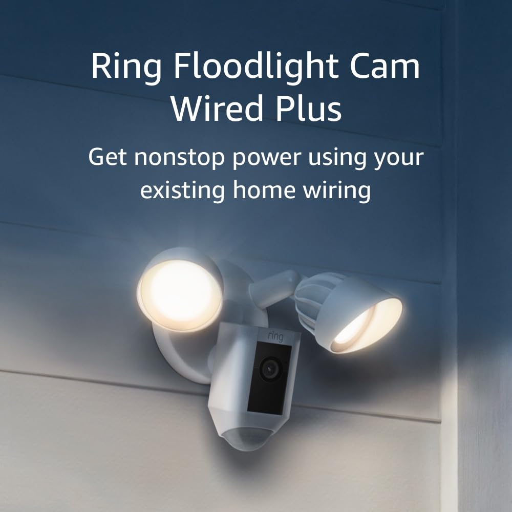 Ring Floodlight Cam Wired Plus with motion-activated 1080p HD video, White (2021 release) image 1