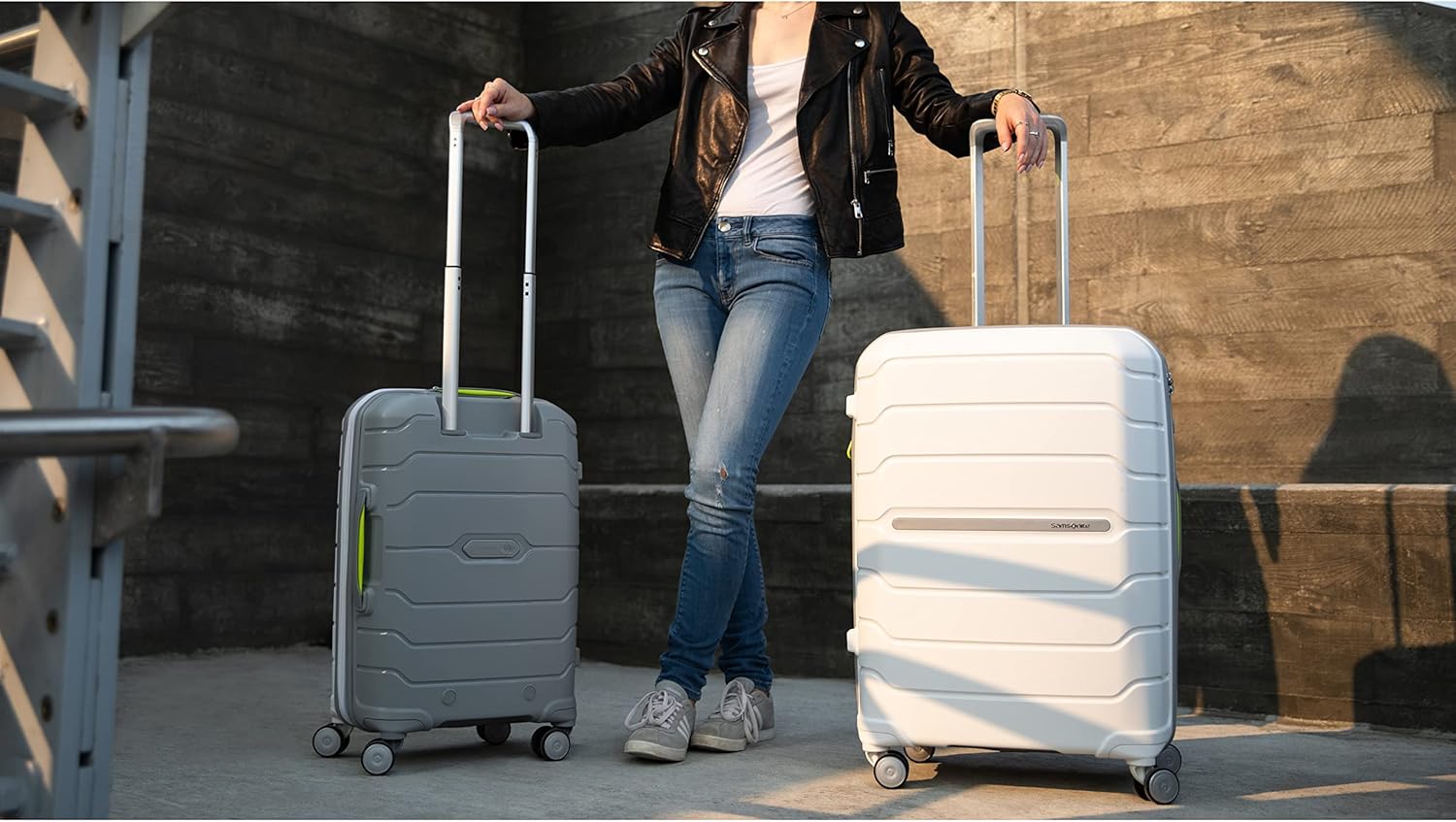 Samsonite Freeform Hardside Expandable with Double Spinner Wheels, Carry-On 21-Inch, White/Grey image 2