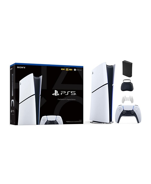 PlayStation 5 Slim Console Digital Edition - White Bundle With Accessories image 1
