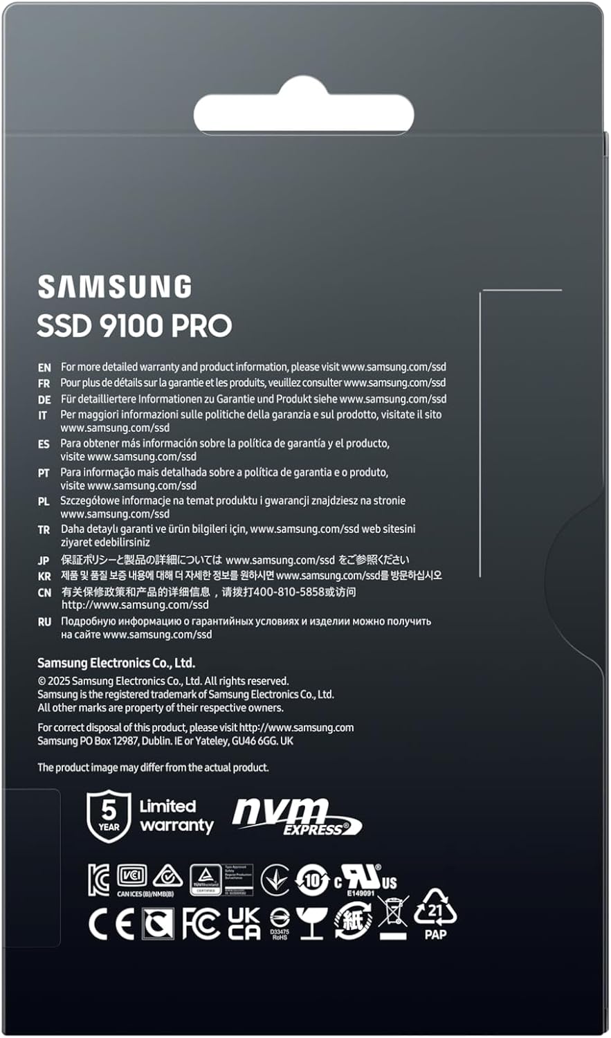 Samsung SSD 9100 PRO 4TB, PCIe 5.0x4 M.2 2280, Seq. Read Speeds Up to 14,800MB/s, Best for AI Computing, Gaming, and Heavy Duty Workstations (MZ VAP4T0B/AM) image 10