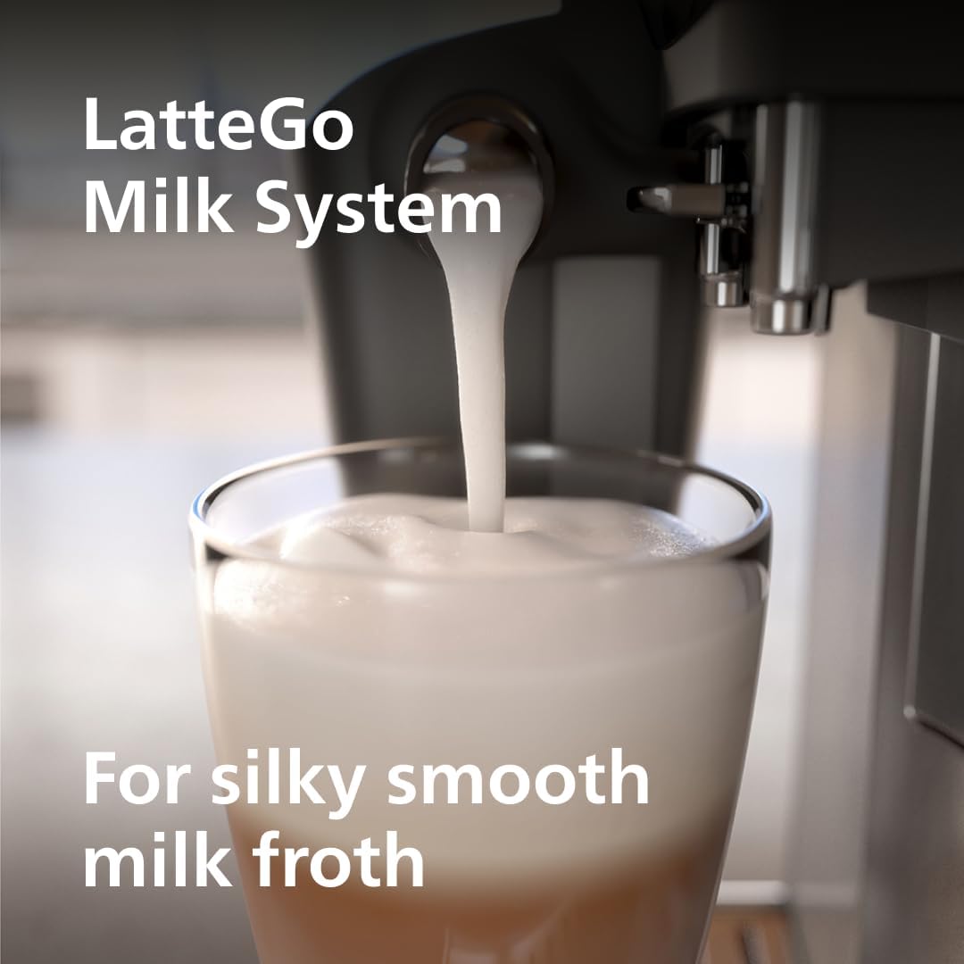 Philips 3200 Series Fully Automatic Espresso Machine, LatteGo Milk Frother, 5 Coffee Varieties, Intuitive Touch Display, 100% Ceramic Grinder, AquaClean Filter, My Coffee Choice, Black (EP3241/54) image 7