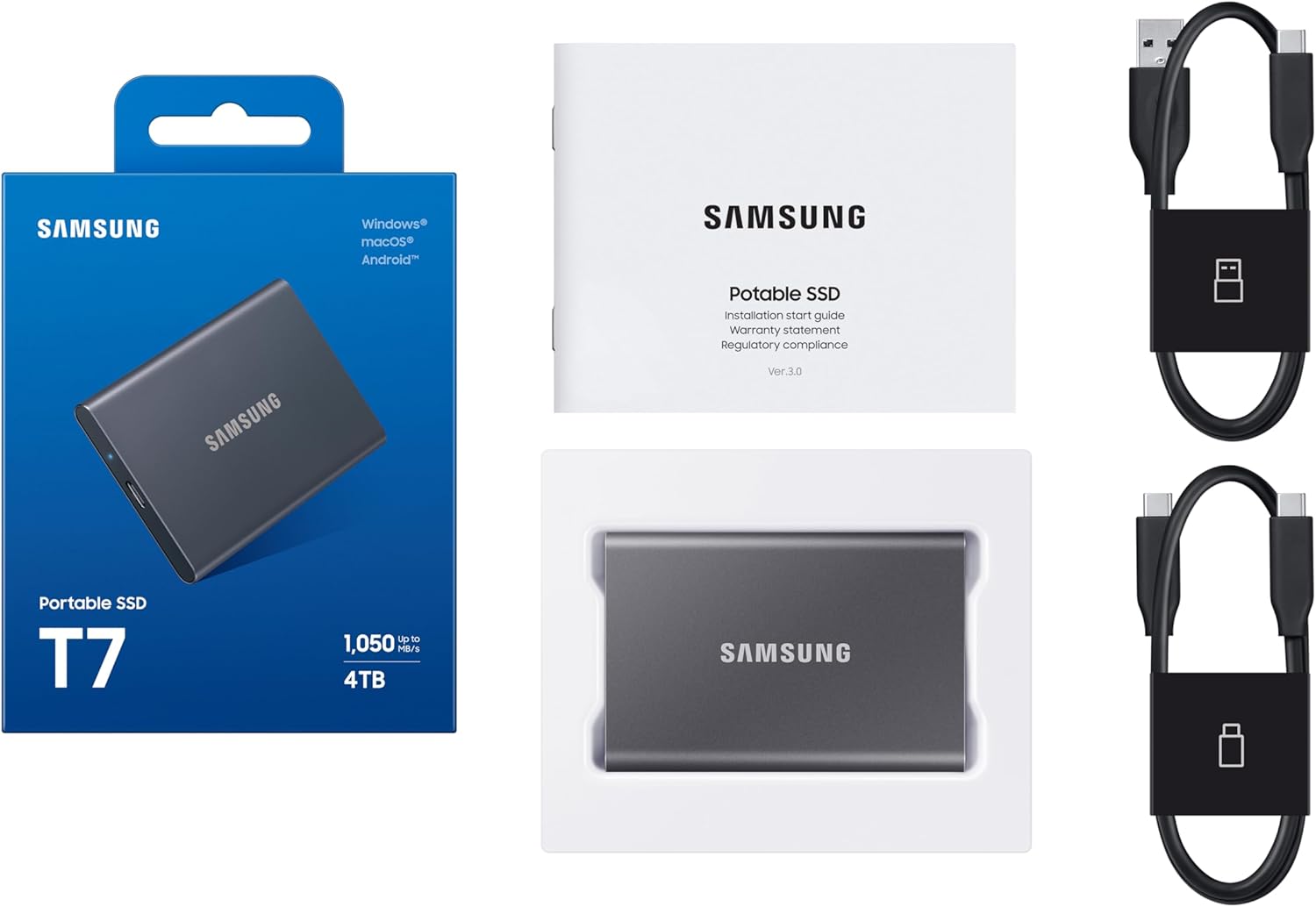 SAMSUNG T7 Portable SSD, 4TB External Solid State Drive, Speeds Up to 1,050MB/s, USB 3.2 Gen 2, Reliable Storage for Gaming, Students, Professionals, MU-PC4T0T/AM, Gray image 7