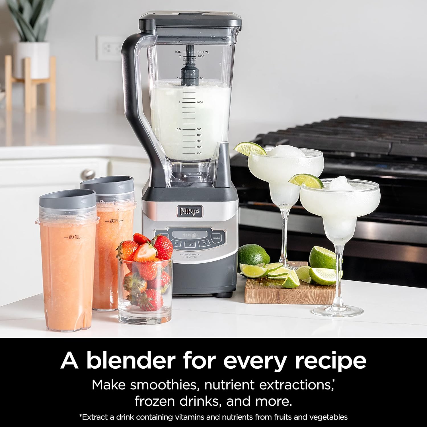 Ninja BL660 Professional Compact Smoothie & Food Processing Blender, 1100-Watts, 3 Functions -for Frozen Drinks, Smoothies, Sauces, & More, 72-oz.* Pitcher, (2) 16-oz. To-Go Cups & Spout Lids, Gray image 6