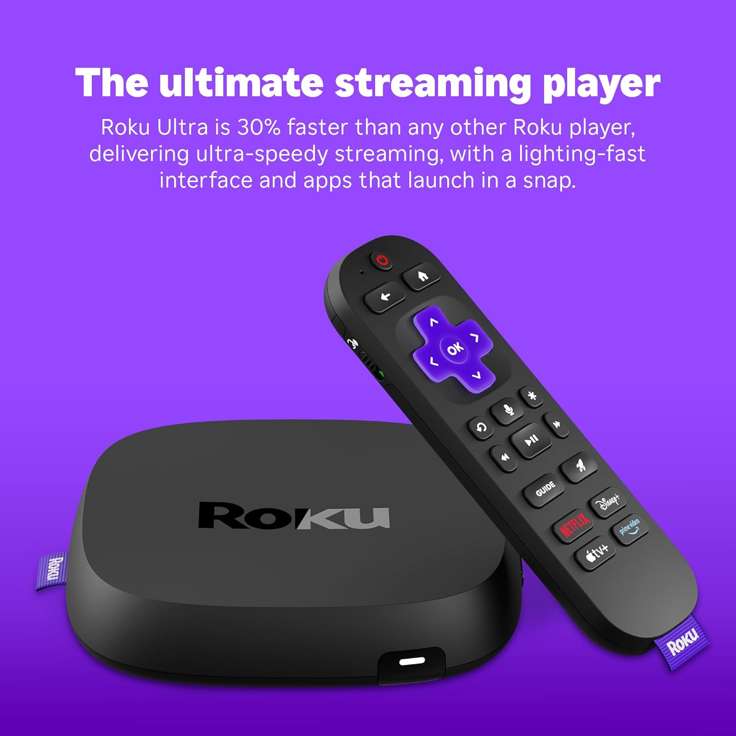 Roku Ultra - Ultimate Streaming Player - 4K Streaming Device for TV with HDR10+, Dolby Vision & Atmos - Bluetooth & Wi-Fi 6- Rechargeable Voice Remote Pro with Backlit Buttons - Free & Live TV image 2