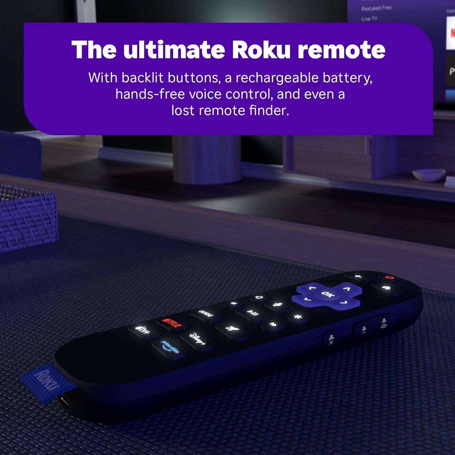 Roku Ultra - Ultimate Streaming Player - 4K Streaming Device for TV with HDR10+, Dolby Vision & Atmos - Bluetooth & Wi-Fi 6- Rechargeable Voice Remote Pro with Backlit Buttons - Free & Live TV image 4