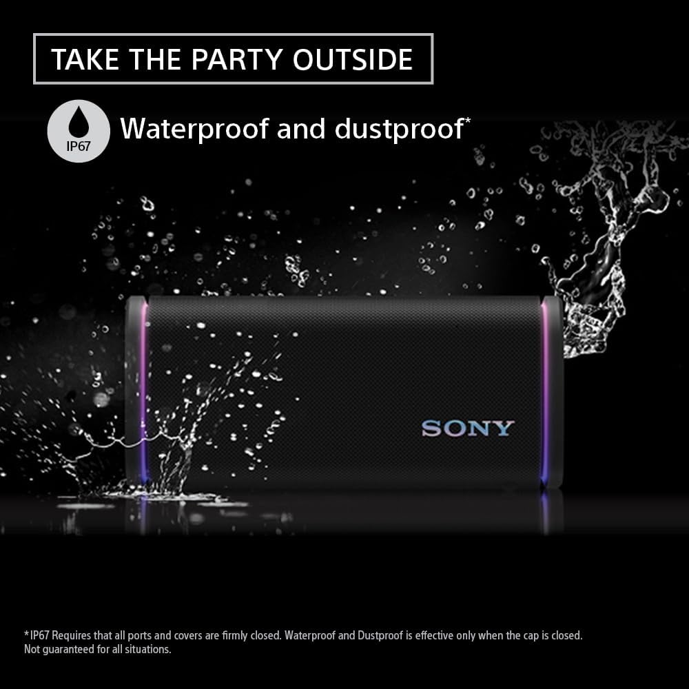 Sony ULT Field 5 Wireless Portable Bluetooth Speaker, IP67 Waterproof, Dustproof, and Rustproof with Enhanced Bass, 25 Hour Battery, 360° Party Light, and Shoulder Strap (SRSULT50B), Black image 8