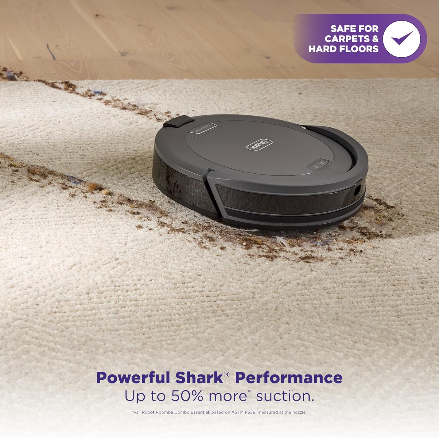 Shark Navigator Robot Vacuum and Self-Empty Base with Bagless 60-Day Capacity Self-Empty Base, SmartPath Navigation, Powerful Pet Hair Pickup, Anti-Hair Wrap, For Carpets & Hard Floors, Grey, RV2120AE image 2