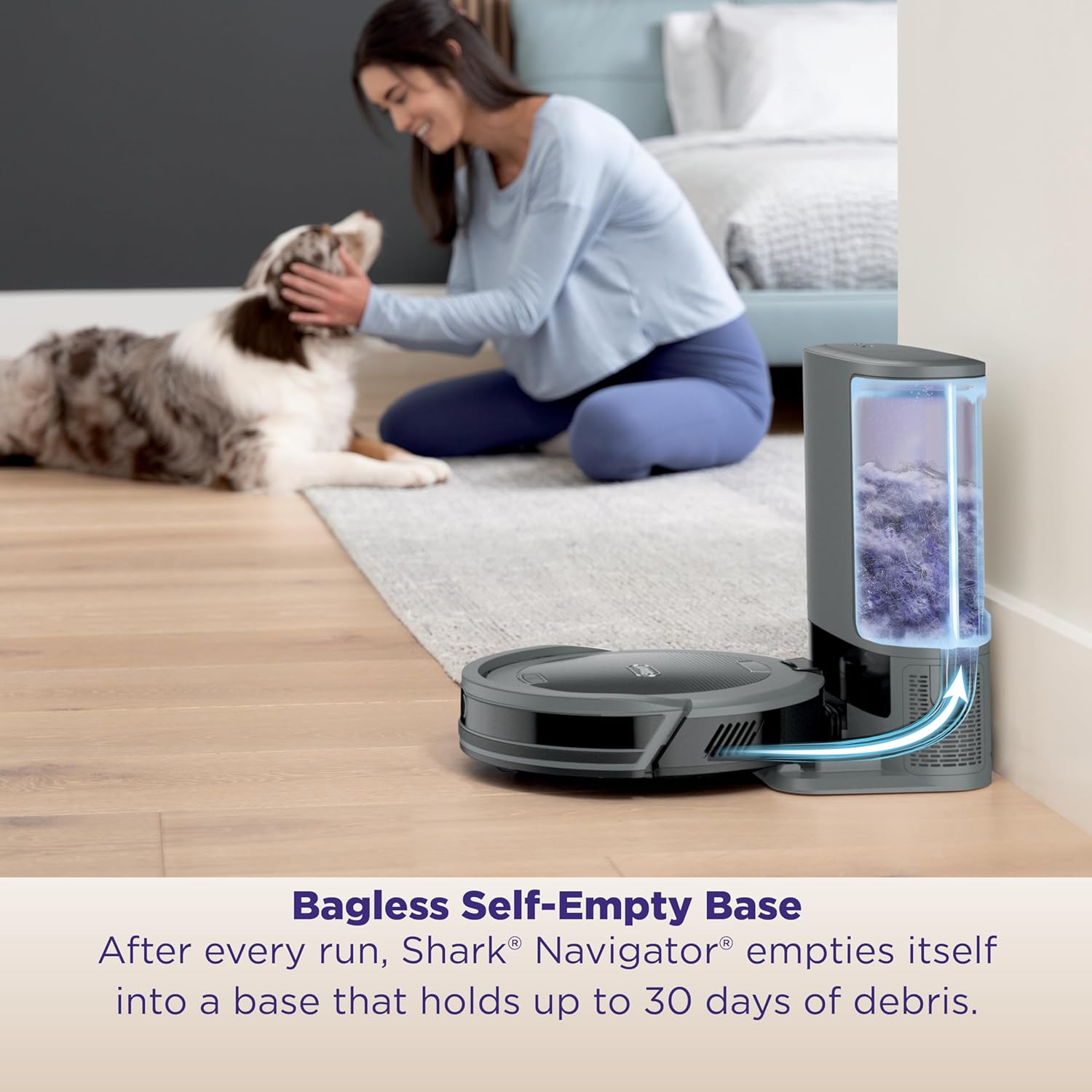 Shark Navigator Robot Vacuum and Self-Empty Base with Bagless 60-Day Capacity Self-Empty Base, SmartPath Navigation, Powerful Pet Hair Pickup, Anti-Hair Wrap, For Carpets & Hard Floors, Grey, RV2120AE image 5