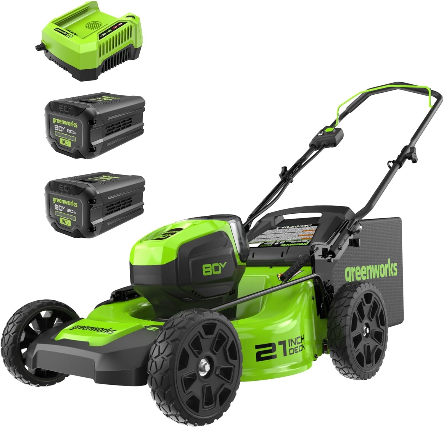 Greenworks 80V 21" Brushless Cordless (Push) Lawn Mower (75+ Compatible Tools), (2) 2.0Ah Batteries and 30 Minute Rapid Charger Included image 1
