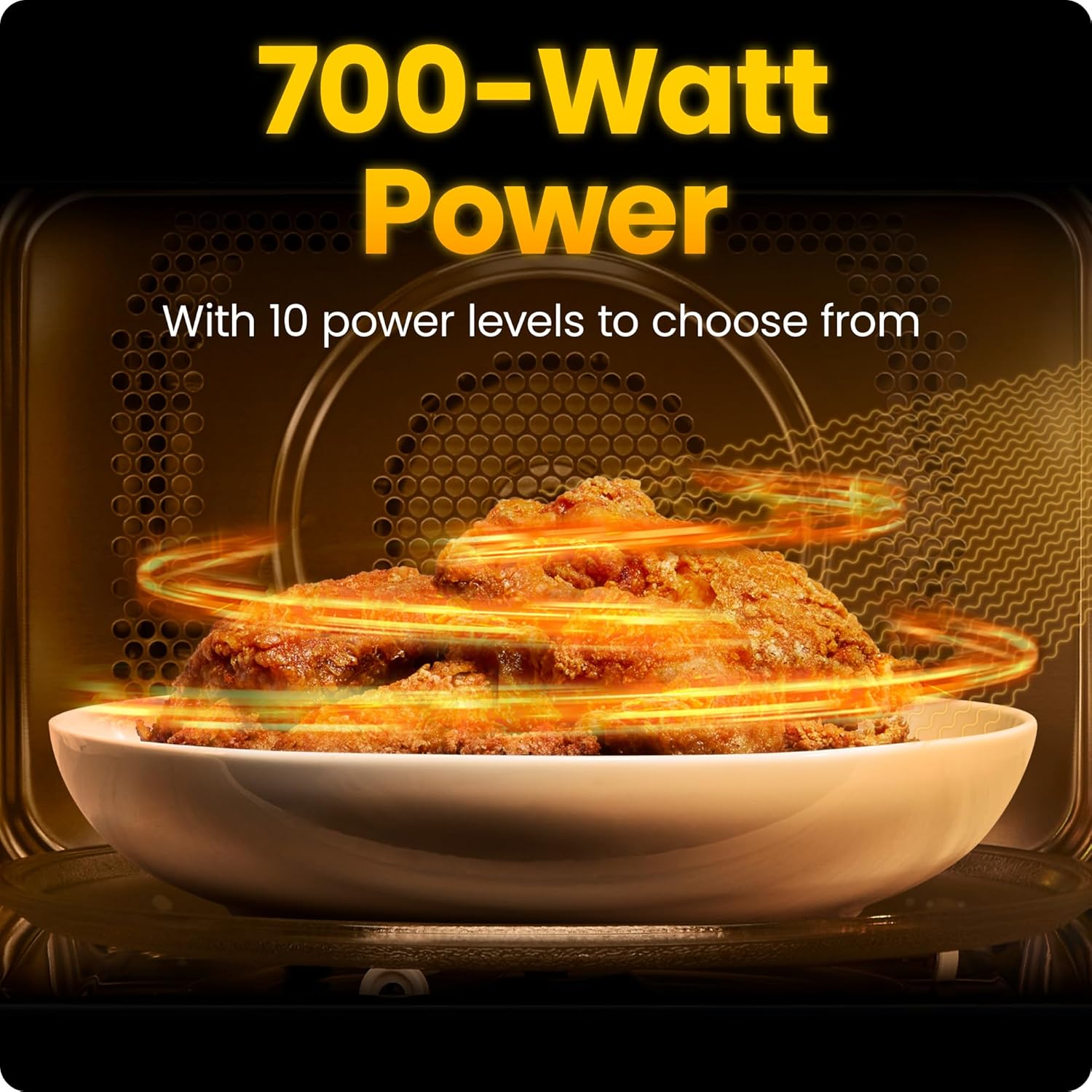Chefman Countertop Microwave Oven 0.7 Cu. Ft., 700 Watts with 10 Power Levels, 6 Cooking Presets with One-Touch Express Cook, Eco Mode, Child Safety Lock, & Mute Button - Black image 4