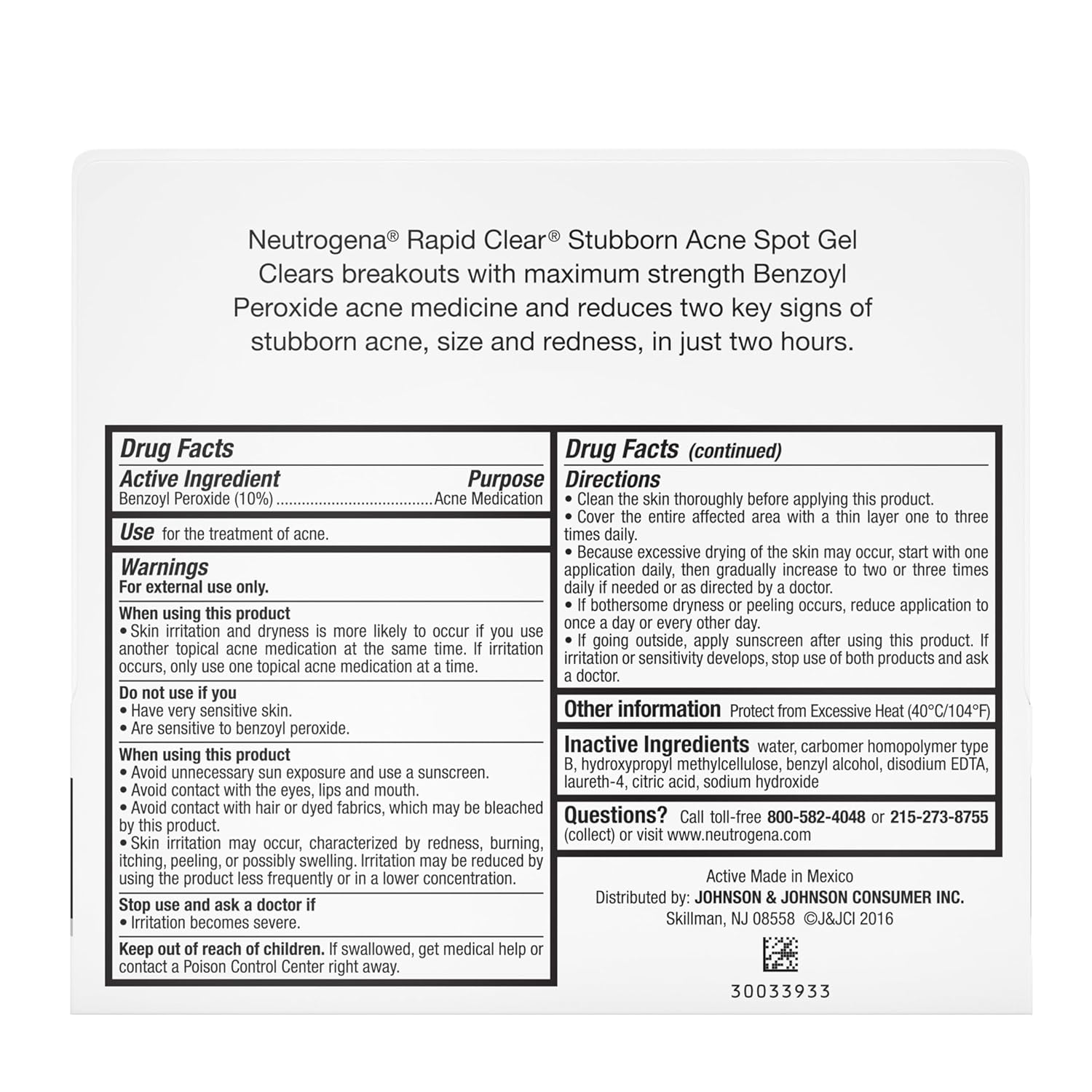 Neutrogena Rapid Clear Stubborn Acne Spot Treatment Gel, Maximum Strength 10% Benzoyl Peroxide Treatment Medication for Acne Prone Skin, Pimple Cream Reduces Size & Redness in 2 Hours, 1 oz image 9