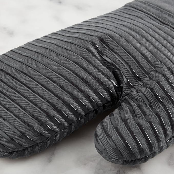 KITCHENAID Quilted Cotton Terry Cloth Oven Mitt, Pot Holder, Kitchen Towel 4-Pack Set, Heat Resistant, Silicone Grip, Gift Set, Charcoal Grey, 16"x26", 7"x13" & 7"x10" image 4