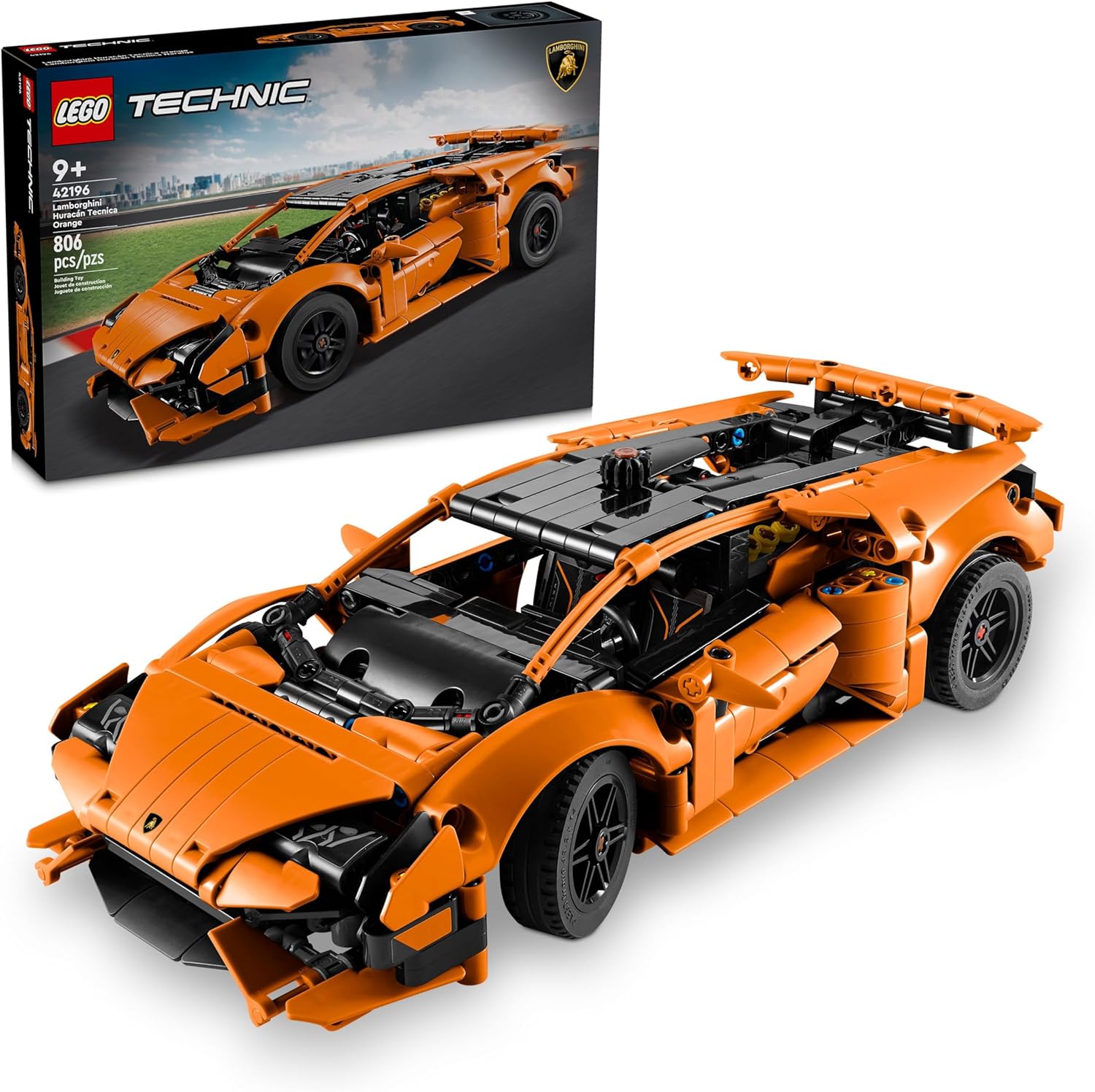 LEGO Technic Lamborghini Huracán Tecnica Orange Toy Cars - Building Toys for Kids, Boys & Girls, Ages 9+ - Lamborghini Toy Car W/ V10 Engine & Steering - Gift Ideas for Birthdays - 42196 image 1