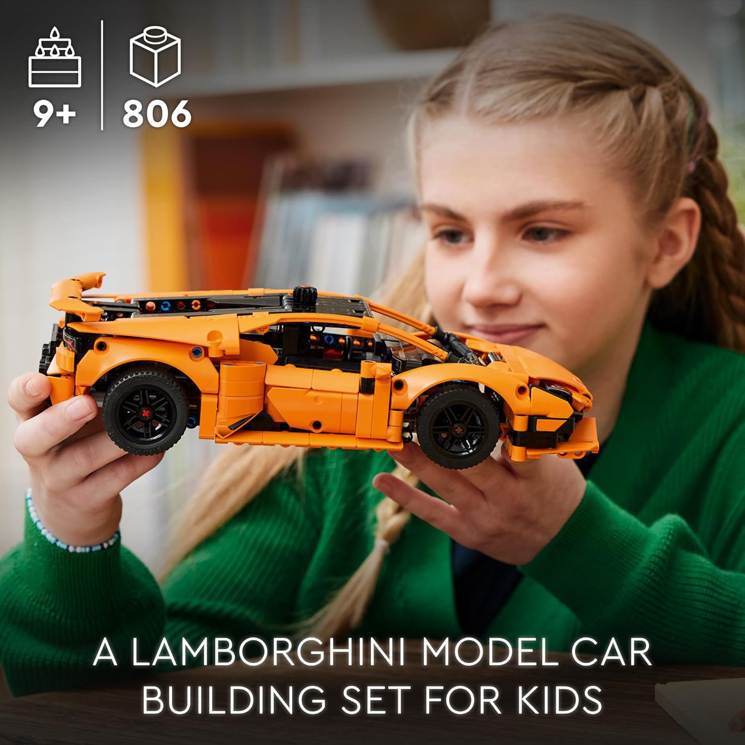 LEGO Technic Lamborghini Huracán Tecnica Orange Toy Cars - Building Toys for Kids, Boys & Girls, Ages 9+ - Lamborghini Toy Car W/ V10 Engine & Steering - Gift Ideas for Birthdays - 42196 image 2