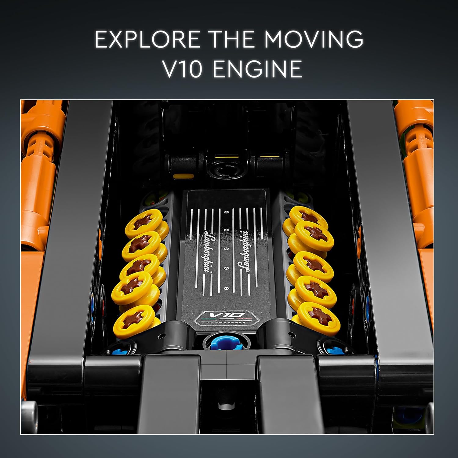 LEGO Technic Lamborghini Huracán Tecnica Orange Toy Cars - Building Toys for Kids, Boys & Girls, Ages 9+ - Lamborghini Toy Car W/ V10 Engine & Steering - Gift Ideas for Birthdays - 42196 image 3