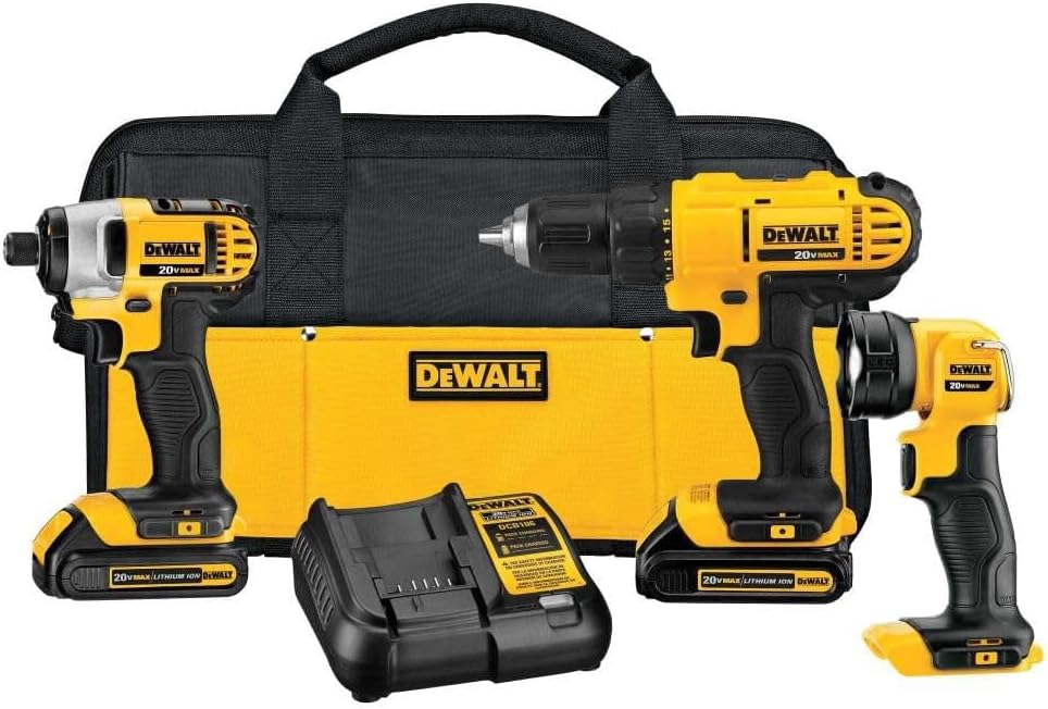 DEWALT 20V MAX Cordless Drill Impact Driver and LED Work Light Portable, Power Tool Combo Kit 3 Tool, 2 Batteries and Charger Included (DCK340C2) image 1
