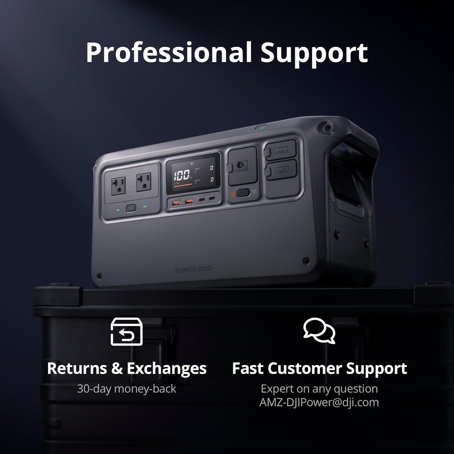 DJI Power 1000 Portable Power Station, 1024Wh LiFePO4 Battery, 2200W (Peak 2600W) AC/140W USB-C Output, 23db Ultra-Silent, Solar Generator For Home Backup, Camping(Solar Panel Optional) image 7