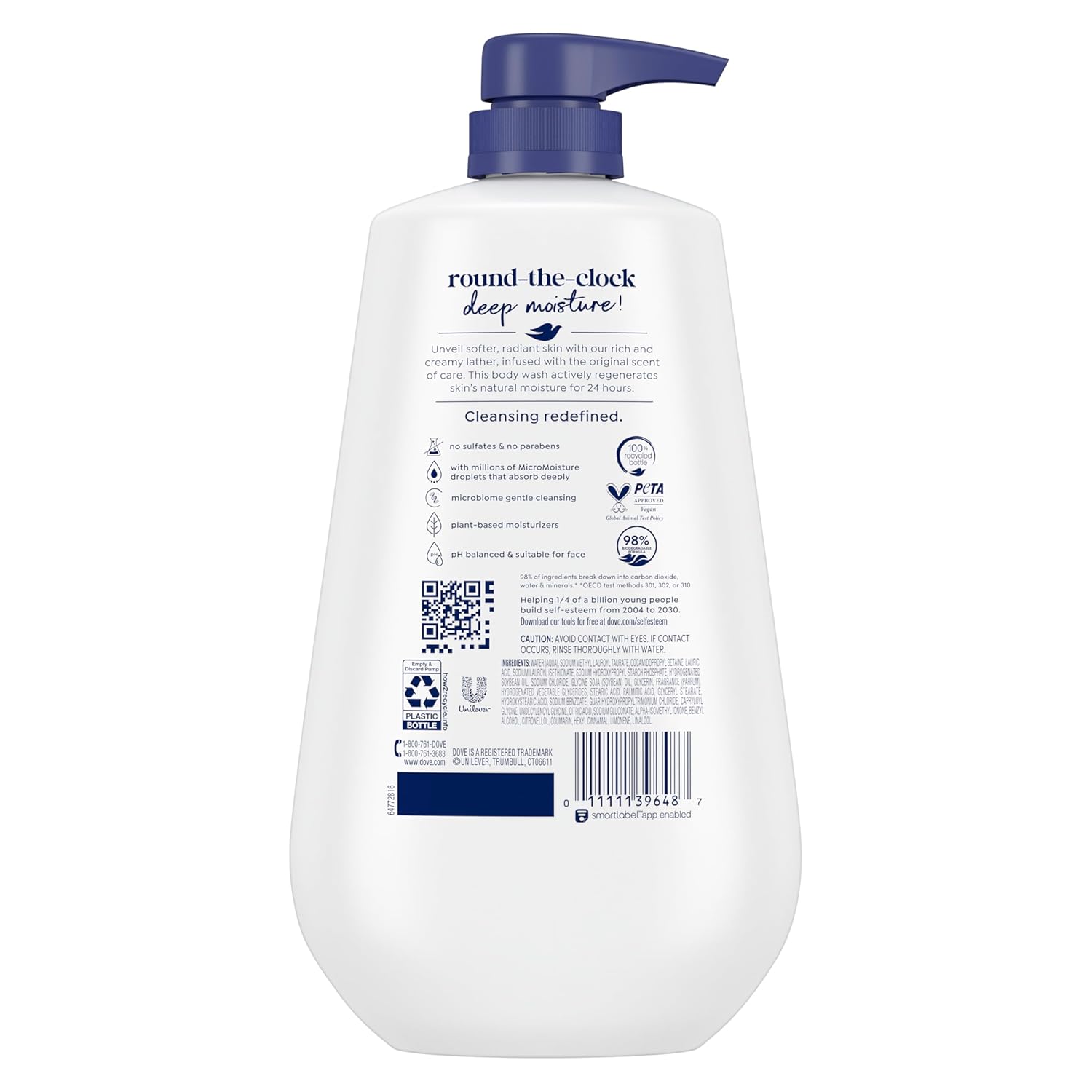 Dove Body Wash Deep Moisture for 24hr Lotion-Soft Skin Moisture Moisturizing Skin Cleanser with No Sulfates No Parabens 30.6 oz image 2