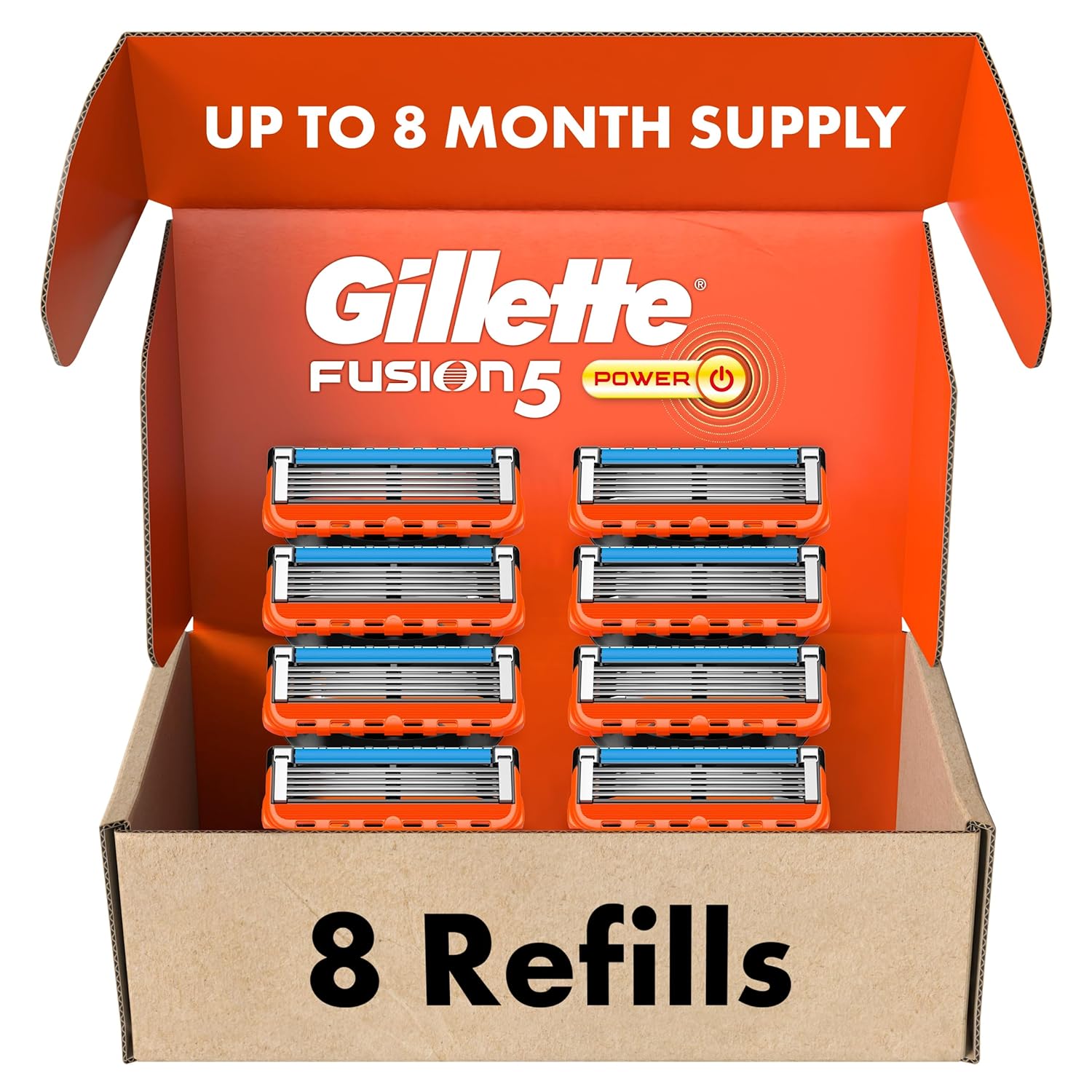 Gillette Fusion5 Power Razor Blades for Men, 5-Blade Razor Refills, 8 Count image 1