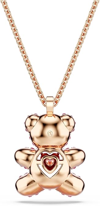 Swarovski Teddy Bear Pendant Necklace, Pink Crystals, Rose Gold-Tone Finish image 5
