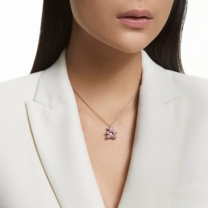 Swarovski Teddy Bear Pendant Necklace, Pink Crystals, Rose Gold-Tone Finish image 6