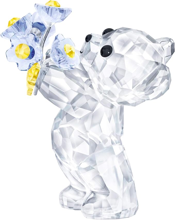 SWAROVSKI Kris Bears Forget Me Not, Clear Swarovski Crystal with Blue and Yellow Accents, Part of the Swarovski Kris Bears Collection image 1
