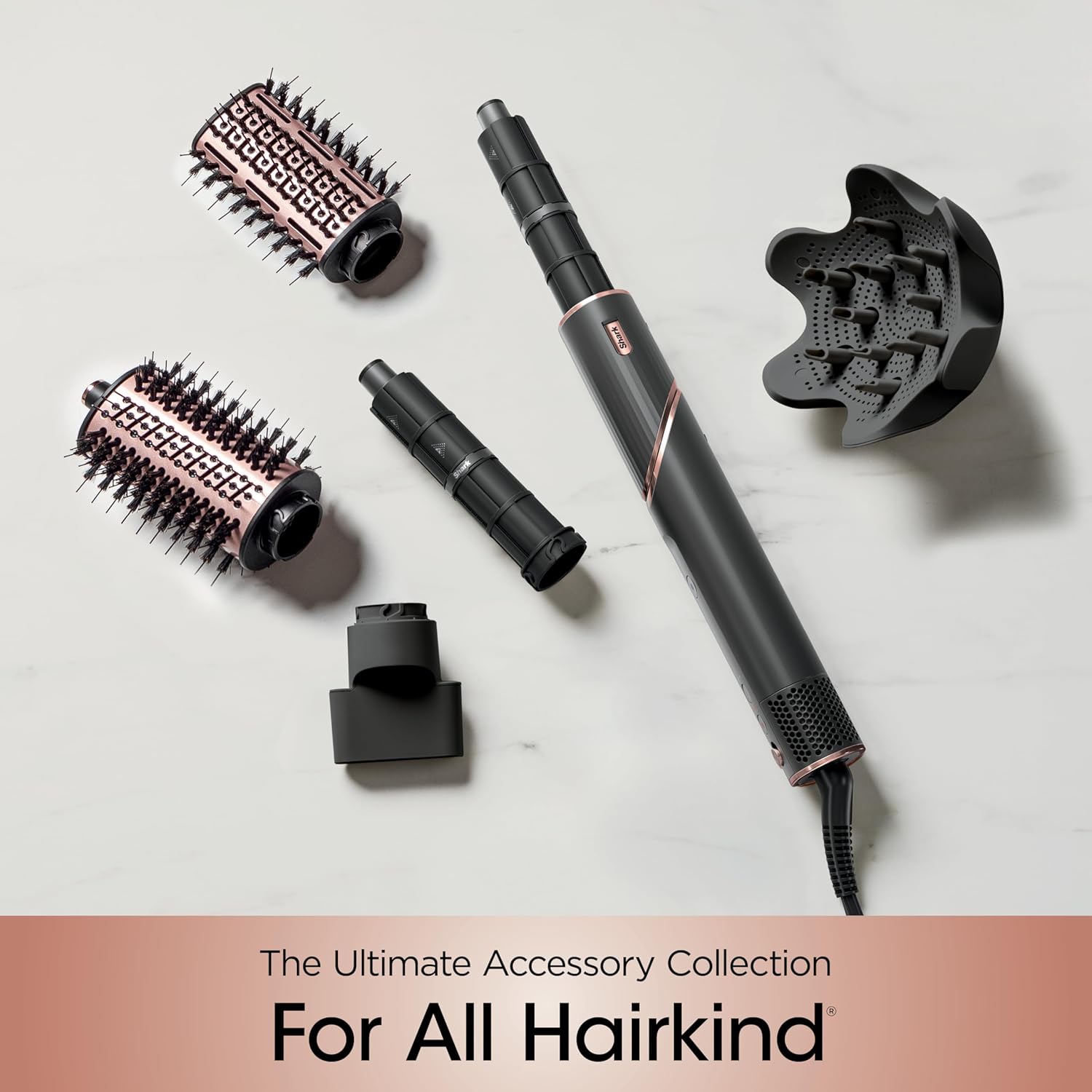 Shark Hair Dryer | FlexStyle Hair Styling System | Portable & Powerful Blow Dryer Brush | Hair Curler & Volumizer | 6 Styling Tools Included | Best for All Hair Types | Black | HD440BK image 13