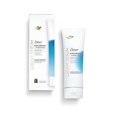 Dove Body Cream Serum Hyaluronic + Hydration for Extra Dry, Flaky Skin, with Pro-Ceramides, Niacinamide and Collagen Peptides Lotion, 8 oz image 1
