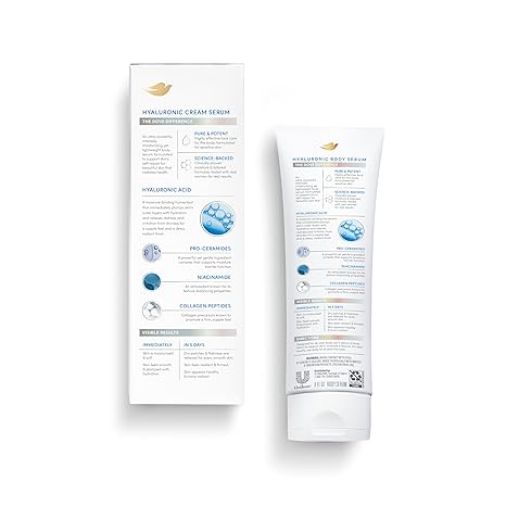Dove Body Cream Serum Hyaluronic + Hydration for Extra Dry, Flaky Skin, with Pro-Ceramides, Niacinamide and Collagen Peptides Lotion, 8 oz image 2