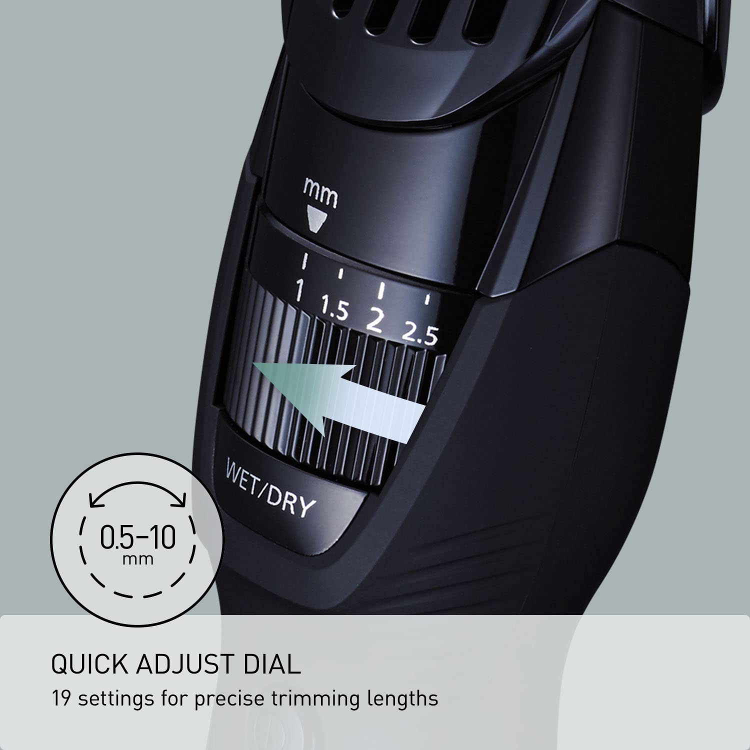 Panasonic Cordless Men's Beard Trimmer With Precision Dial, Adjustable 19 Length Setting, Rechargeable Battery, Washable - ER-GB42-K (Black) image 3