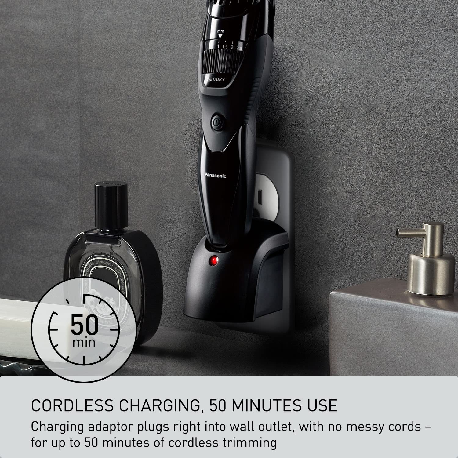 Panasonic Cordless Men's Beard Trimmer With Precision Dial, Adjustable 19 Length Setting, Rechargeable Battery, Washable - ER-GB42-K (Black) image 5