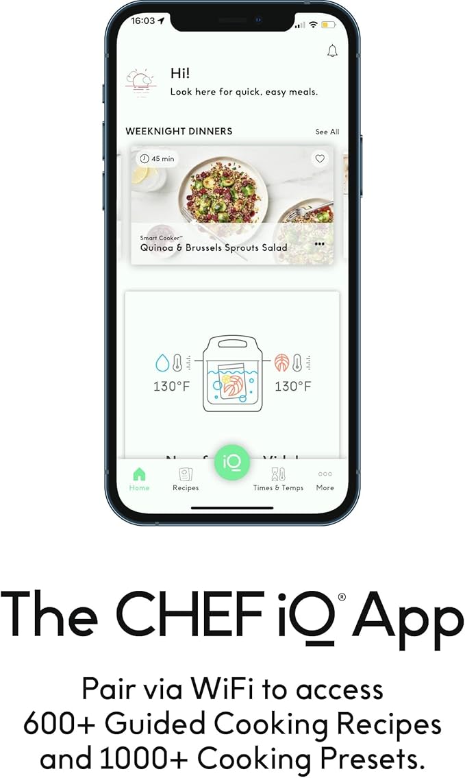 CHEF iQ Smart Pressure Cooker with WiFi and Built-in Scale - Easy-to-Use 10-in-1 Multicooker with 500+ Guided Recipes - Rice Cooker, Slow Cooker, Instant Meals for Foodies - 6 Quart - Family Size image 3