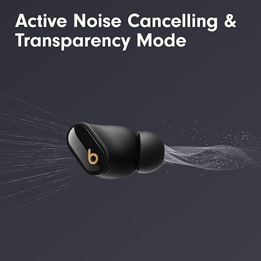 Beats Studio Buds + | True Wireless Noise Cancelling Earbuds, Enhanced Apple & Android Compatibility, Built-in Microphone, Sweat Resistant Bluetooth Headphones, Spatial Audio - Black/Gold image 2
