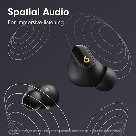 Beats Studio Buds + | True Wireless Noise Cancelling Earbuds, Enhanced Apple & Android Compatibility, Built-in Microphone, Sweat Resistant Bluetooth Headphones, Spatial Audio - Black/Gold image 4