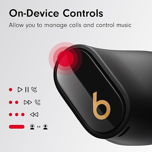 Beats Studio Buds + | True Wireless Noise Cancelling Earbuds, Enhanced Apple & Android Compatibility, Built-in Microphone, Sweat Resistant Bluetooth Headphones, Spatial Audio - Black/Gold image 5