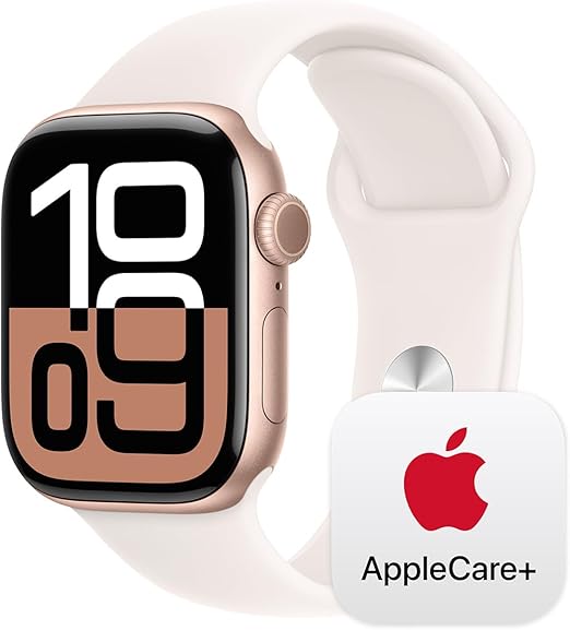 Apple Watch Series 10 [GPS 42mm] with Rose Gold Aluminium Case with Light Blush Sport Band - S/M. Fitness Tracker, ECG App, Always-On Retina Display, Water Resistant with AppleCare+ (2-years) image 1