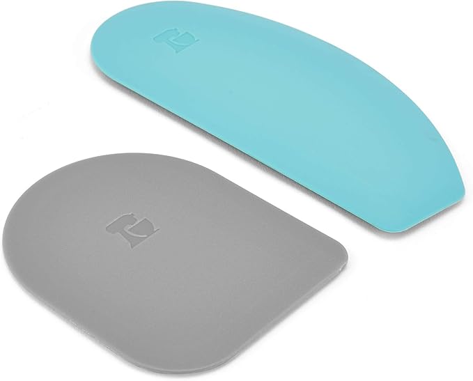 KitchenAid Gourmet Bowl Scraper, Set of 2, Aqua Sky and Storm Grey image 1