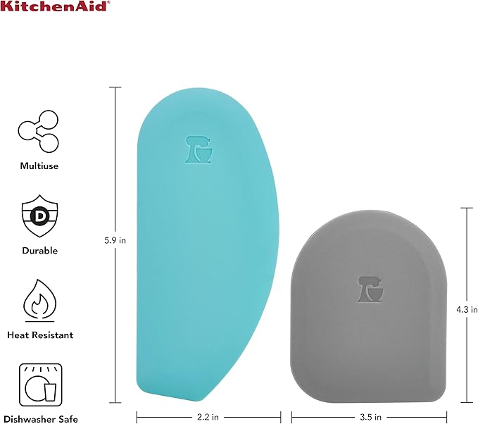KitchenAid Gourmet Bowl Scraper, Set of 2, Aqua Sky and Storm Grey image 2