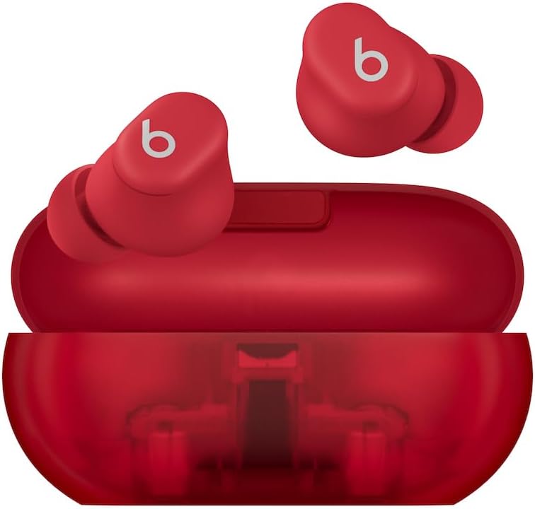 Beats Solo Buds - Wireless Bluetooth Earbuds | 18 Hours of Battery Life | Apple & Android Compatibility | Built-in Microphone - Transparent Red image 1