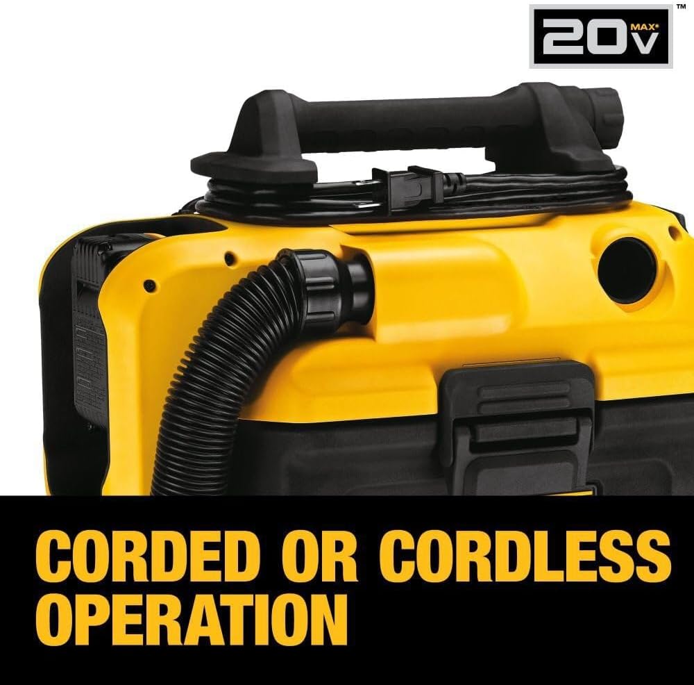 DEWALT Shop Vacuum Wet and Dry, Cordless and Corded Wet Dry Vacuum Cleaner Shop Vac 20V MAX, Portable Shopvac, Tool Only (DCV581H) image 4