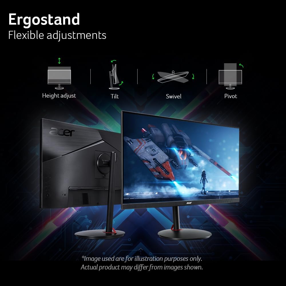 Acer Nitro 27" WQHD 2560 x 1440 PC Gaming IPS Monitor | AMD FreeSync Premium Up to 180Hz Refresh 0.5ms DCI-P3 95% 1 Display Port 1.2 & 2 HDMI 2.0 XV271U M3bmiiprx,Black image 8