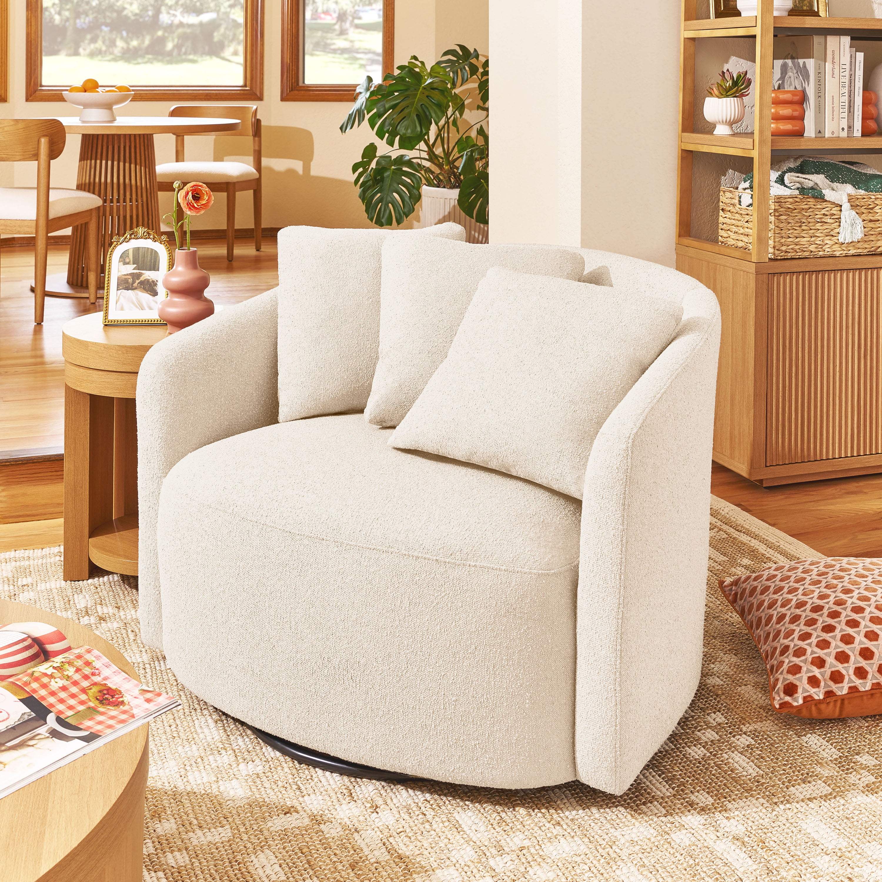 Beautiful Drew Accent Chair by Drew Barrymore, Cream Boucle image 1