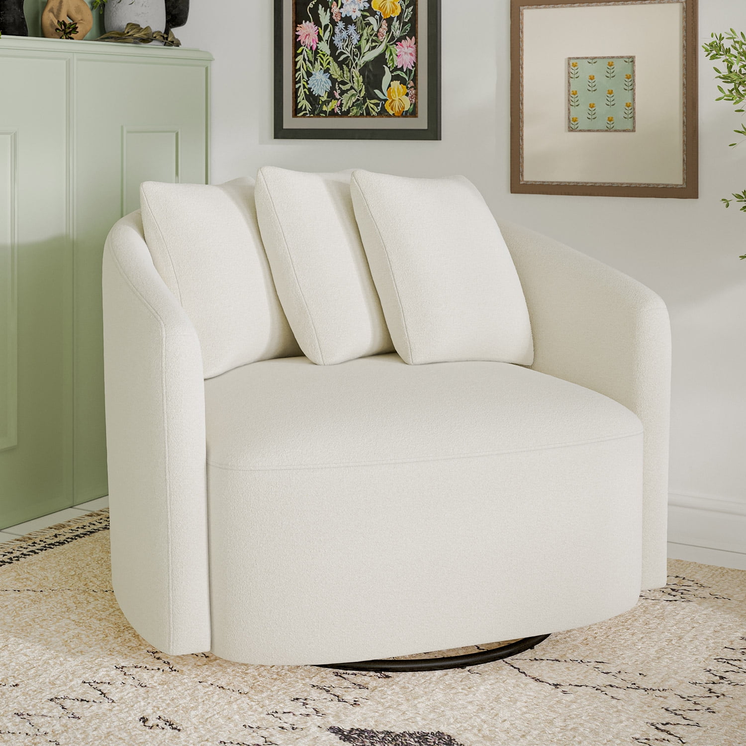 Beautiful Drew Accent Chair by Drew Barrymore, Cream Boucle image 6