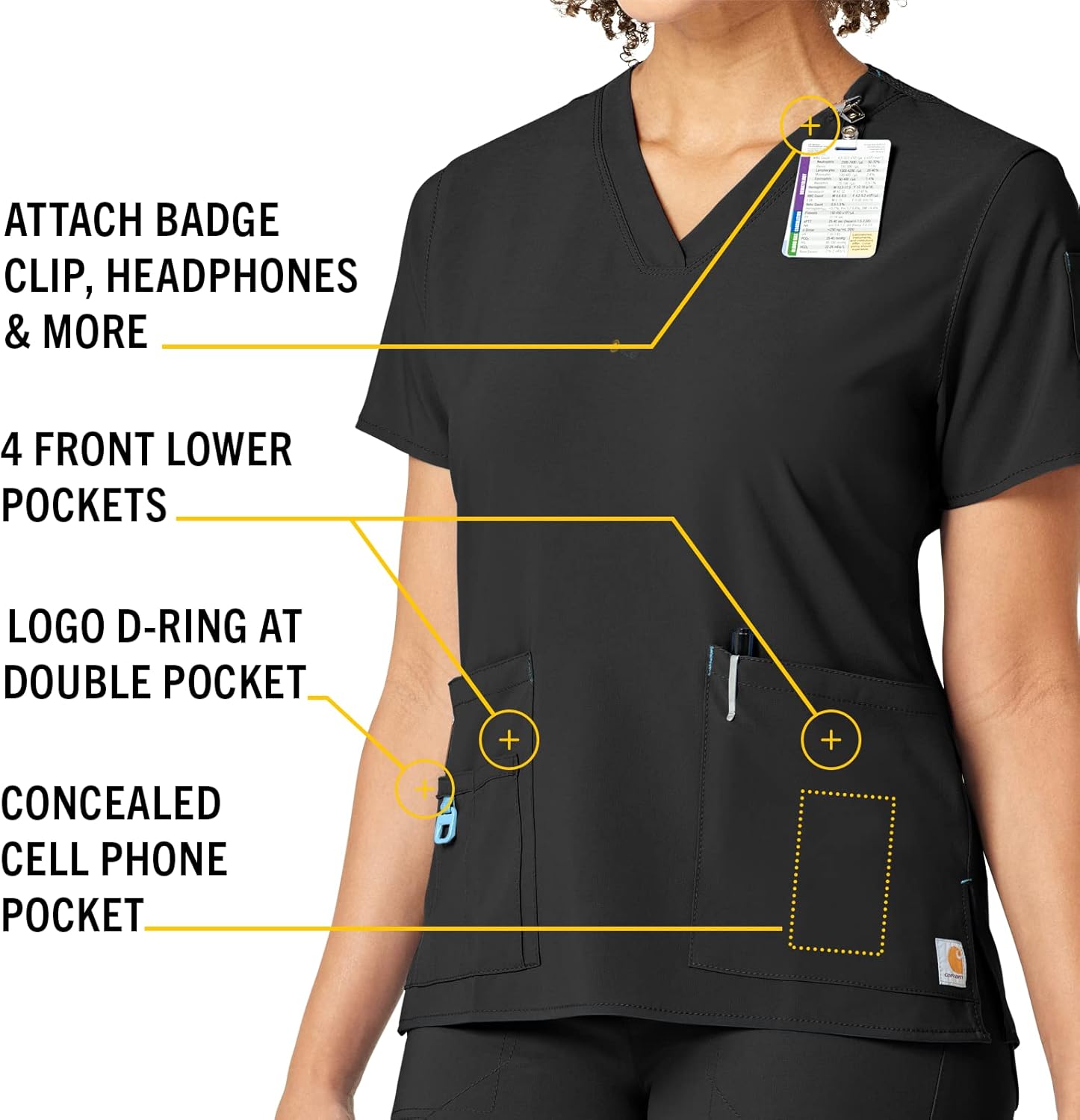 Carhartt Scrubs C12110 Women's Force® Cross-Flex Modern Fit V-Neck Top image 3