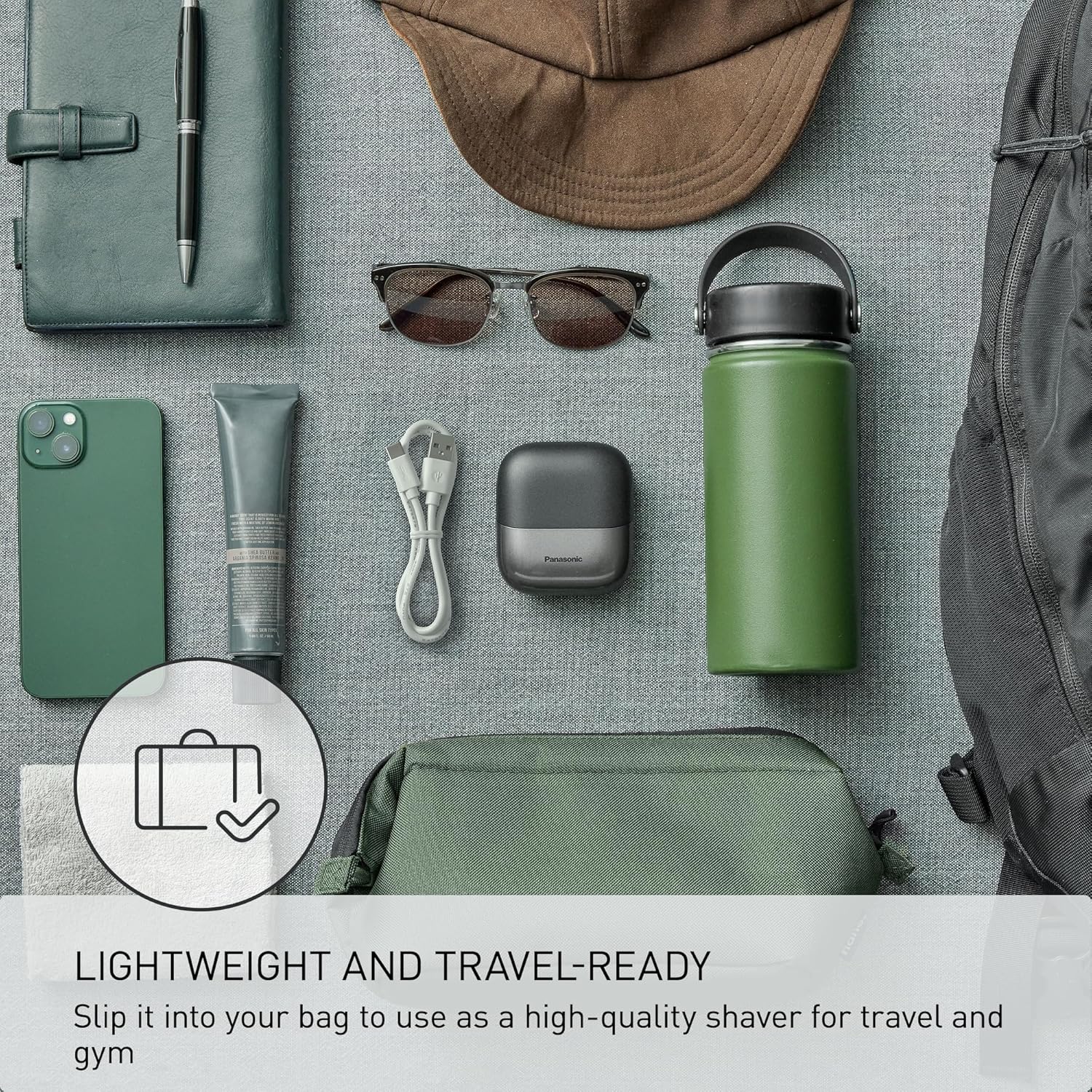 Panasonic Swipe Right Travel Shaver for Men, Portable Electric Razor with USB-C Charging, 3-Blade Cutting System and Beard Sensor Technology, Wet/Dry Use - ES-CM3A-K image 3