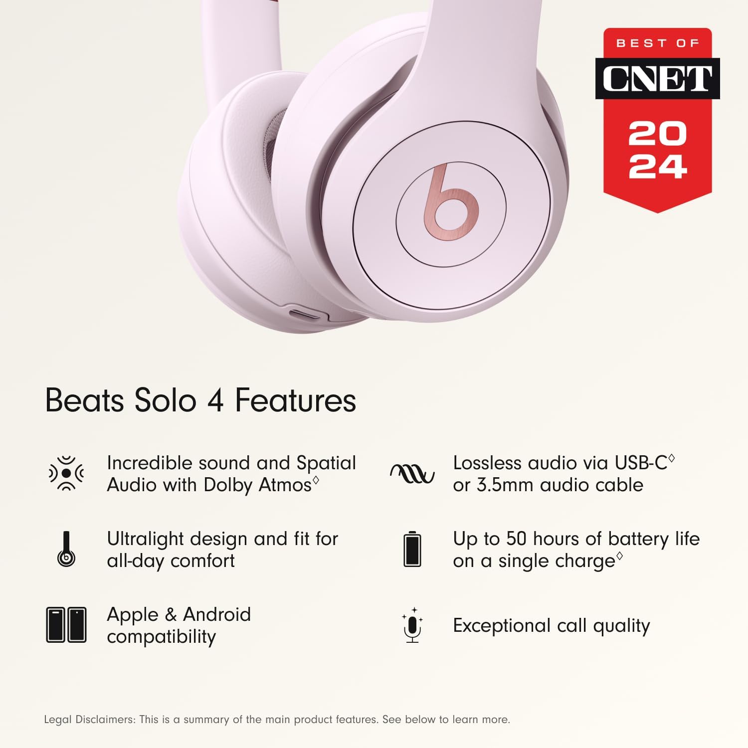 Beats Solo 4 - Wireless Bluetooth On-Ear Headphones, Apple & Android Compatible, Up to 50 Hours of Battery Life - Matte Black image 2