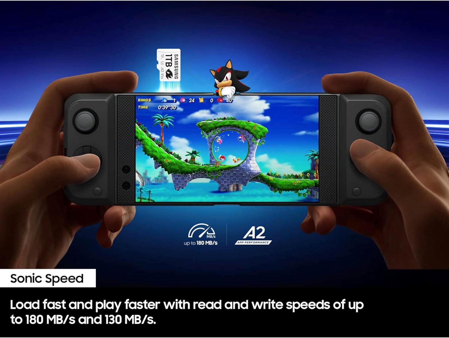 Samsung PRO Plus Sonic The Hedgehog + Adapter, 512GB microSDXC, Up-to 180MB/s, Full HD & 4K UHD, UHS-I, C10, U3, V30, A2, for Nintendo-Switch, Steam Deck, GoPRO, DJI Drone, Tablets (MB-MD512SA/LC1) image 3