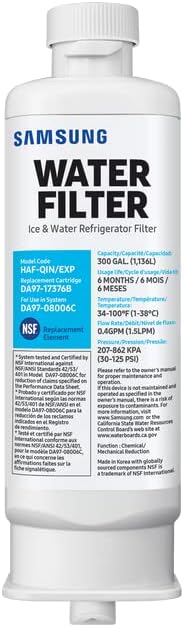 SAMSUNG Genuine Filter for Refrigerator Water and Ice, Carbon Block Filtration, Reduces 99% of Harmful Contaminants for Clean, Clear Drinking Water, 6-Month Life, HAF-QIN/EXP, 1 Pack image 5